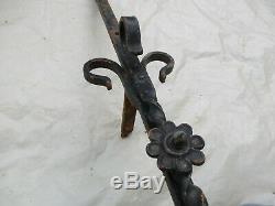 111 cm Ancienne platine verticale, pour cloche de portail, en fer forgé, XIXèm