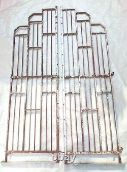 151 x 45 cm Paire d'anciennes grilles décoratives art deco, en metal