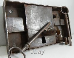 2,3kg Ancienne Grosse Serrure Fer Forgé XIX, Porte, 2 Clé, Antique Lock Door, Castle