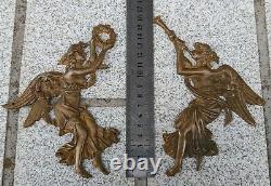 2 Ancien élément décoration / ornement D'AMEUBLEMENT DECOR-ANGE bronze meubles
