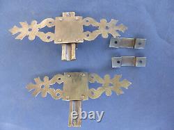 2 Targettes ouvragées fer forgé ancienne Fermeture porte placard 18 cm