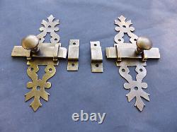 2 Targettes ouvragées fer forgé ancienne Fermeture porte placard 18 cm
