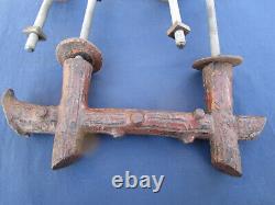 2 grosses poignées longueur 26,5 cm ancienne fonte décor faux-bois Porte entrée