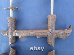 2 grosses poignées longueur 26,5 cm ancienne fonte décor faux-bois Porte entrée