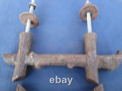 2 grosses poignées longueur 26,5 cm ancienne fonte décor faux-bois Porte entrée