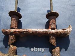 2 grosses poignées longueur 26,5 cm ancienne fonte décor faux-bois Porte entrée