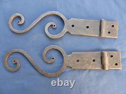 2 pentures charnières fer forgé ouvragé ancienne Lg déployé 37 & 38,5 cm Porte