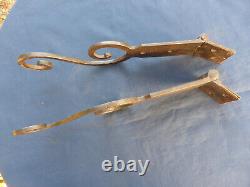 2 pentures charnières fer forgé ouvragé ancienne Lg déployé 37 & 38,5 cm Porte