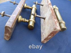 2 poignées Bâton de Berger Maréchal Laiton Plaque marbre Porte d'entrée Lg 18 cm