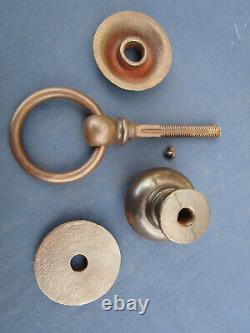 2 poignées anneaux & boule rosaces métal fonte fer porte entrée carré de 10
