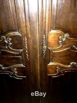 2 portes anciennes en bois massif portes d'armoires avec serrures et charnière