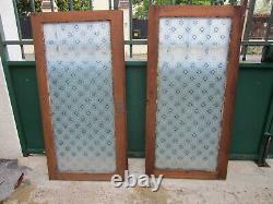 2 portes vitrées de meuble ancien décor Mousseline N°18 par émaillage à chaud