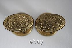 2 splendides poingées de porte anciennes en laiton avec motif''England'