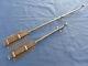 2 Targettes Ouvragée Fer Forgé Longues 44 & 71 Cm Porte Double Placard Ancien