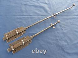 2 targettes ouvragée fer forgé longues 44 & 71 cm porte double placard ancien