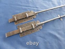 2 targettes ouvragée fer forgé longues 44 & 71 cm porte double placard ancien