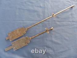 2 targettes ouvragée fer forgé longues 44 & 71 cm porte double placard ancien