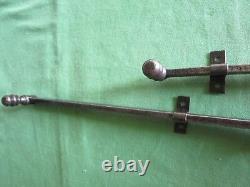 2 targettes ouvragées fer forgé longues 28 & 49,5 cm porte double placard ancien