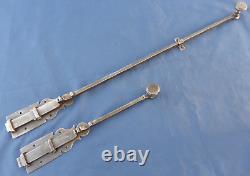 2 targettes ouvragées fer forgé longues 33,5 & 66 cm porte double placard ancien