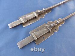 2 targettes ouvragées fer forgé longues 33,5 & 66 cm porte double placard ancien