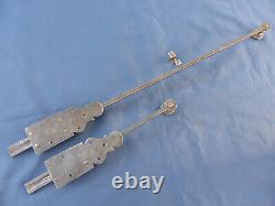 2 targettes ouvragées fer forgé longues 33,5 & 66 cm porte double placard ancien