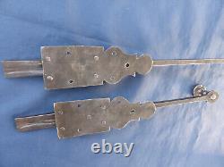2 targettes ouvragées fer forgé longues 33,5 & 66 cm porte double placard ancien