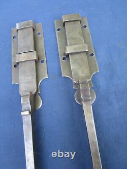 2 targettes ouvragées fer forgé longues 44 & 48 cm porte double placard ancien