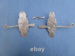 2 targettes ressort fer forgé mentonnets porte volet ancienne Ht 15 cm Tire D-G