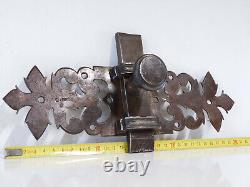 310mm, Ancien Gros Verrou en Fer Forgé, Targette, Feuille d'Acanthe du 18 ou 19ème
