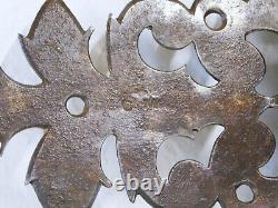 310mm, Ancien Gros Verrou en Fer Forgé, Targette, Feuille d'Acanthe du 18 ou 19ème