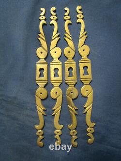 4 entrées de serrure laiton épais portes meuble style Louis XV hauteur 28,5 cm