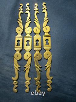 4 entrées de serrure laiton épais portes meuble style Louis XV hauteur 28,5 cm