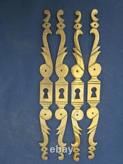 4 entrées de serrure laiton épais portes meuble style Louis XV hauteur 28,5 cm