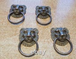 4 poignées tête de Lion Haut 8,3 cm similaires bronze ou laiton