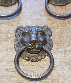 4 poignées tête de Lion Haut 8,3 cm similaires bronze ou laiton