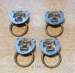 4 poignées tête de Lion Haut 8,3 cm similaires bronze ou laiton