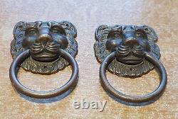 4 poignées tête de Lion Haut 8,3 cm similaires bronze ou laiton