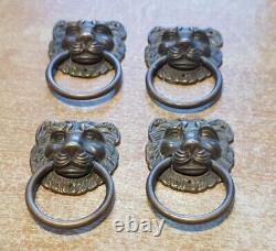 4 poignées tête de Lion Haut 8,3 cm similaires bronze ou laiton