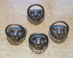 4 poignées tête de Lion Haut 8,3 cm similaires bronze ou laiton
