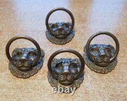 4 poignées tête de Lion Haut 8,3 cm similaires bronze ou laiton