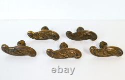 5 bouton de porte en bronze Art nouveau, 1920 Poignée de fabrication Allemande