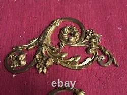 5 garnitures d'ornements ancien pour meuble en bronze doré