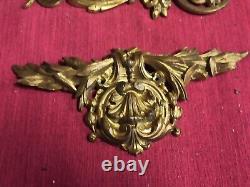 5 garnitures d'ornements ancien pour meuble en bronze doré