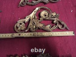 5 garnitures d'ornements ancien pour meuble en bronze doré