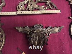 5 garnitures d'ornements ancien pour meuble en bronze doré