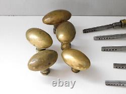 6X6mm, Lot 5 Ancienne Paire de Poignée Olive, Bronze et Laiton, Bouton de Porte