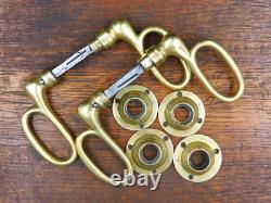 8mm, 2 Anciennes Paires de Poignées Ciseaux Bronze Massif, Porte, Époque Empire