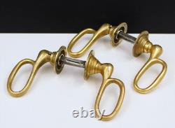 8mm, 2 Anciennes Paires de Poignées Ciseaux Bronze Massif, Porte, Époque Empire