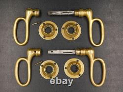 8mm, 2 Anciennes Paires de Poignées Ciseaux Bronze Massif, Porte, Époque Empire