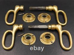 8mm, 2 Anciennes Paires de Poignées Ciseaux Bronze Massif, Porte, Époque Empire